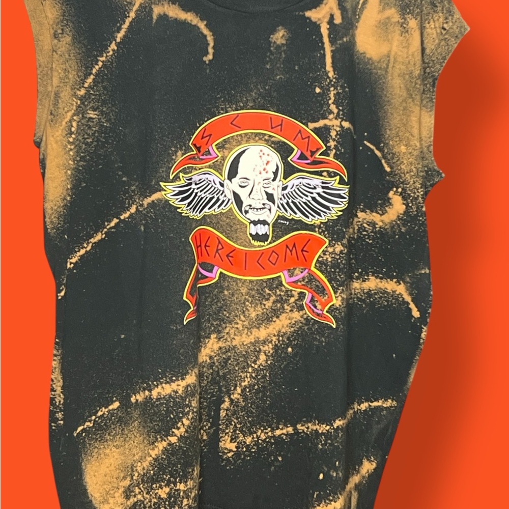 Custom bleached GG Allin Scum Here I Come oversized vintage Jerzees tank